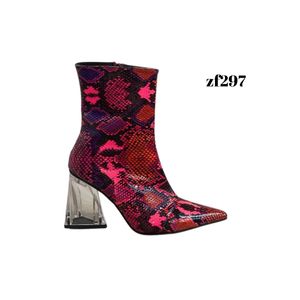 Botin fucsia tacon transparente