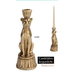 Candelabro leopardo dorado