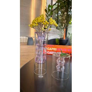 Florero de cristal detalles morado