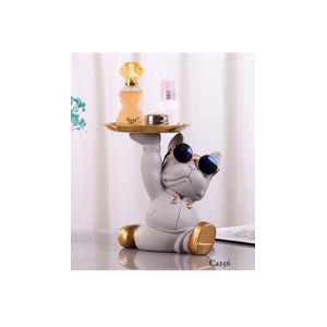 Articulo decorativo perro gris patas abiertas