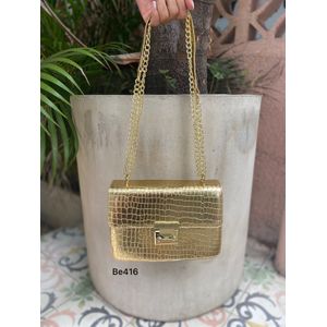 bolso textura dorado cadena dorada