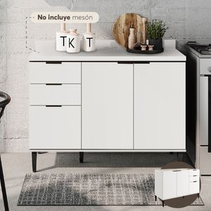 Mueble inferior de cocina 120 cm en MDP sin mesón Blanco