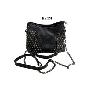 Bolso negro apliques cadena plomo