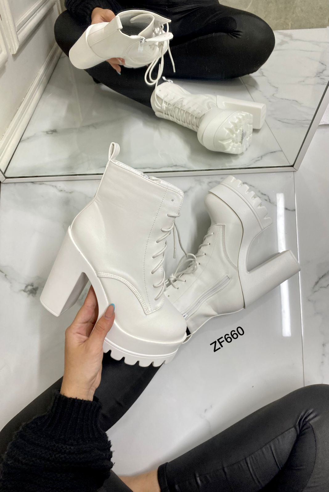 Xti Botines Blancos Plataforma Mujer Tacón Dafiti Botines