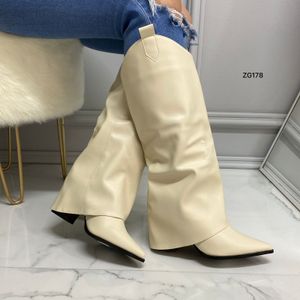 Bota Caña Alta Beige Doblez