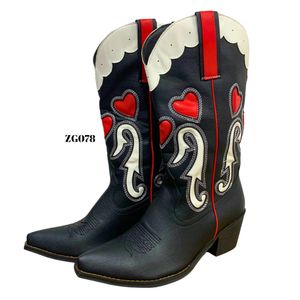 Bota texana negro detalles rojo tacon