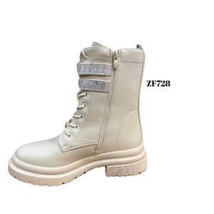 Botin beige correas apliques brillantes