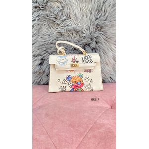 Bolso beige detalles colores