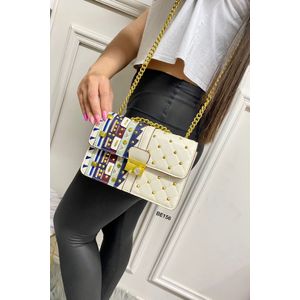 Bolso beige apliques dorados
