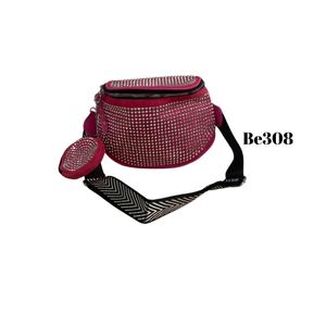 Bolso Incanta shoes Riñonera Fucsia Gamuza Apliques Be308