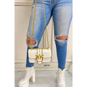 bolso blanco apliques accesorios dorados