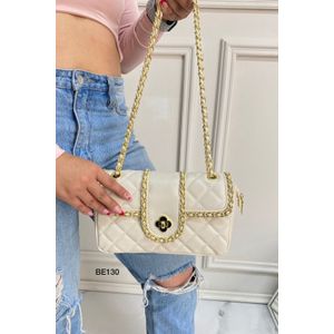 Bolso Beige Aplique Cadena Dorada