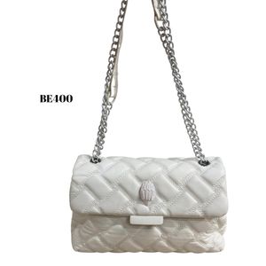 Bolso textura blanco aplique cadena blanco