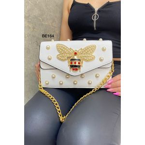 bolso blanco apliques dorados