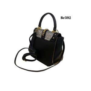 Bolso negro apliques dorados detalles brillantes