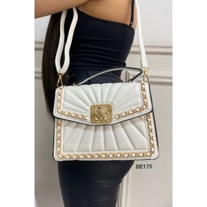 bolso blanco aplique cadena dorada