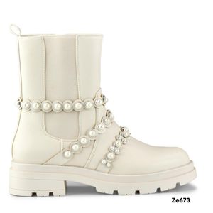 Bota beige aplique perla