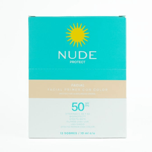 Nude Protector Solar Facial Primer con Color 12 sobres 10ml C/u