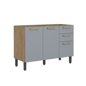 Mueble inferior de cocina de 120 cm en MDP sin Meson Gris