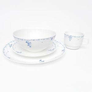 Vajilla en Vitroceramica Luna Round Blanco Azul 16 Piezas
