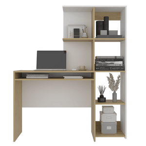 Escritorio Biblioteca Alister 150X125X42 RTA Blanco Fresno